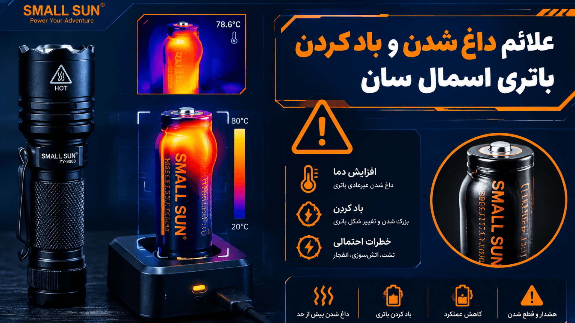 نشانه های خراب شدن باتری چراغ قوه